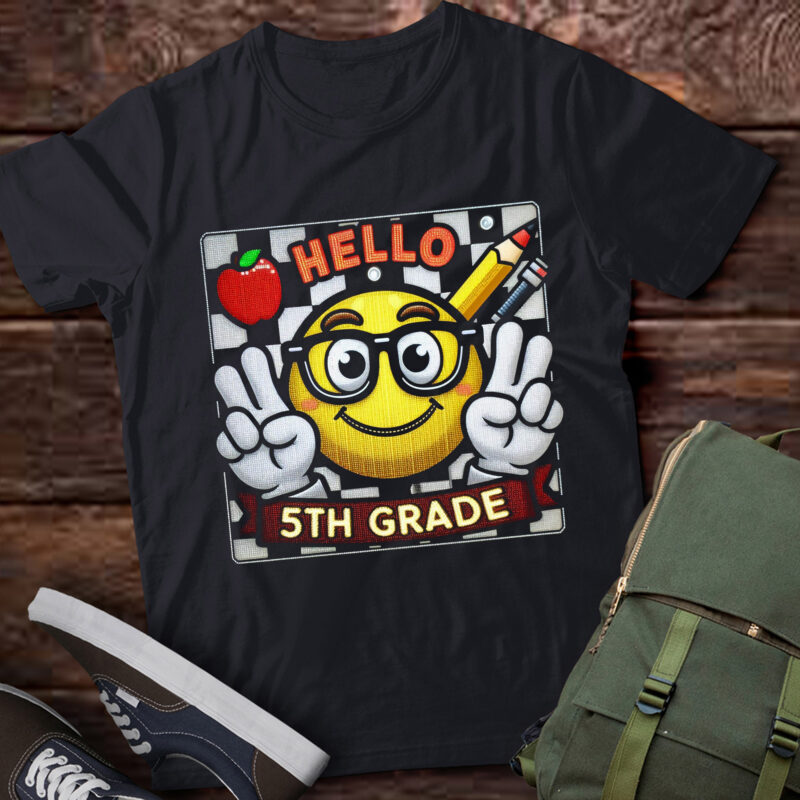 LT-P4 Retro Fifth Hello 5th Grade Back To School Teacher Kid