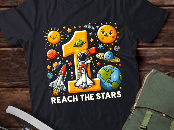 Lt-p6 reach 1 stars outer space astronaut 1st birthday boy t shirt vector graphic