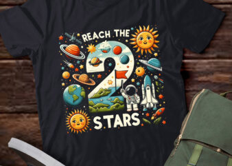 LT-P6 Reach 2 Stars Outer Space Astronaut 2nd Birthday Boy t shirt vector graphic