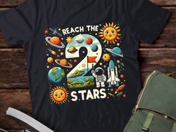 Lt-p6 reach 2 stars outer space astronaut 2nd birthday boy t shirt vector graphic