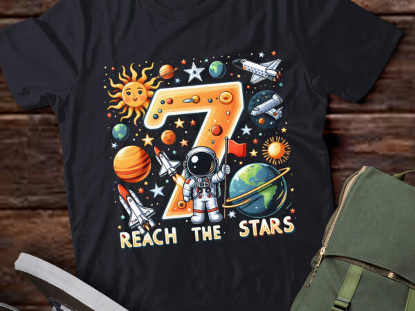 Lt-p6 reach 7 stars outer space astronaut 7th birthday boy t shirt vector graphic