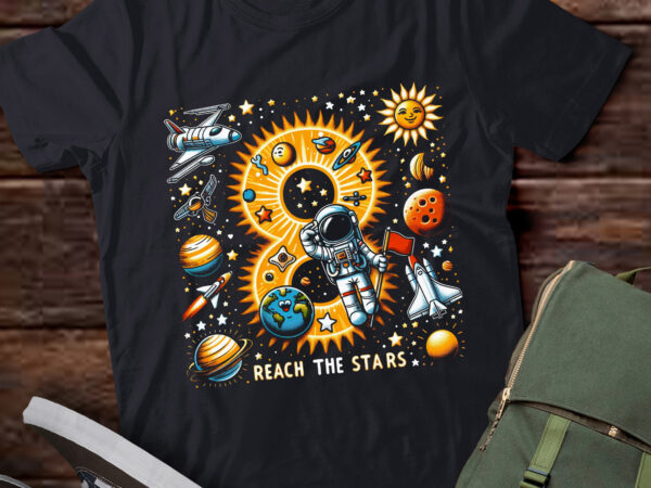 Lt-p6 reach 8 stars outer space astronaut 8th birthday boy t shirt vector graphic