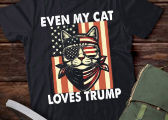 LT246 Even My Cat Loves Trump Cat Sunglasses USA Flag t shirt vector graphic