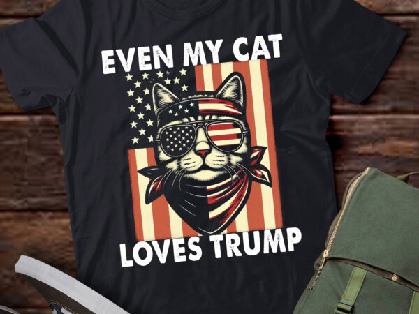 Lt246 even my cat loves trump cat sunglasses usa flag t shirt vector graphic