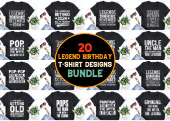 Legend birthday t-shirt design bundle