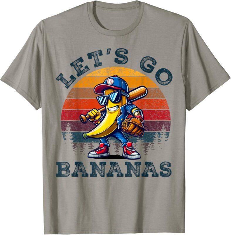 Lets Go Bananas Banana Playing Baseball Baseball Player Gift T-Shirt