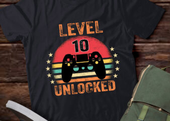 LT221-Level 10 Unlocked Funny Video Gamer 10th Birthday Gift