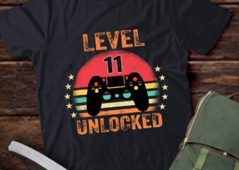 LT221-Level 11 Unlocked Funny Video Gamer 11th Birthday Gift t shirt vector graphic