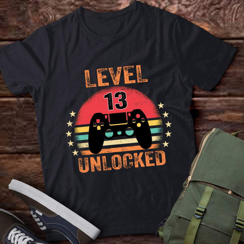 LT221-Level 13 Unlocked Funny Video Gamer 13th Birthday Gift