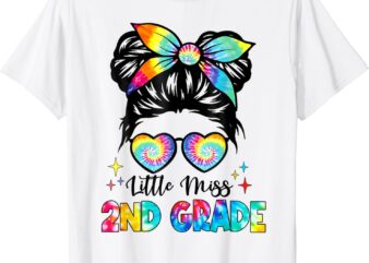 Little Miss 2nd Grade Messy Bun Back To School Girls Kids T-Shirt