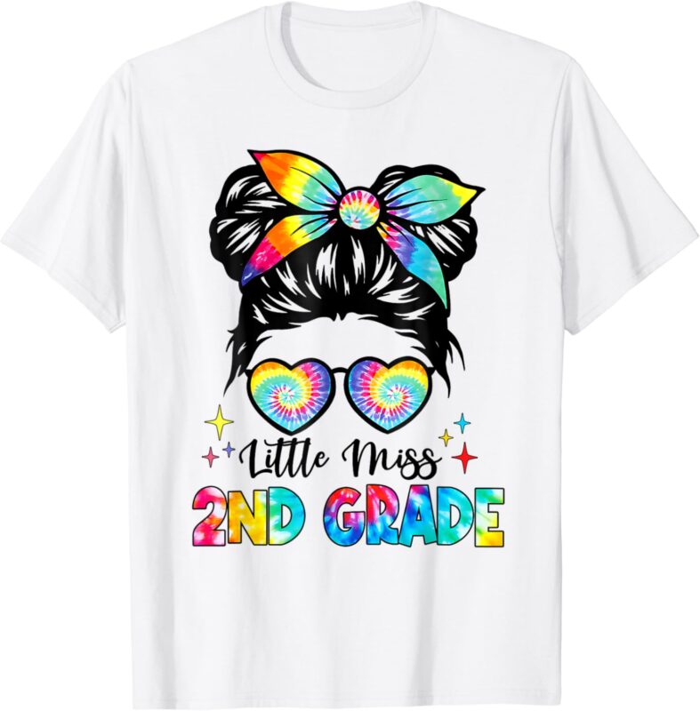 Little Miss 2nd Grade Messy Bun Back To School Girls Kids T-Shirt