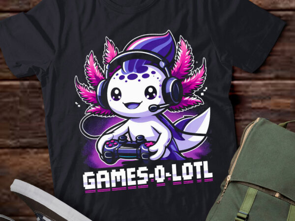 M312 axolotl playing console gamesolotl gaming video gamer t shirt designs for sale