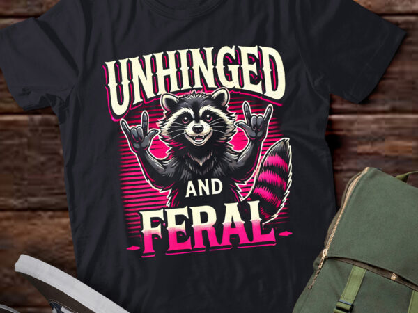 M353 retro unhinged and feral raccoon funny t shirt designs for sale