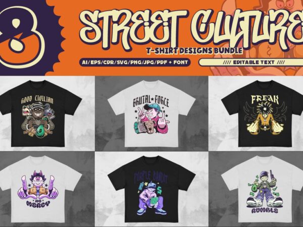 Street culture t-shirt design bundle