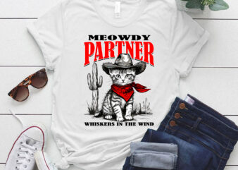 Meowdy Partner Cowboy Cat Vintage Cat Retro Cat Lover lts-d t shirt designs for sale