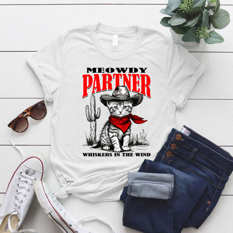 Meowdy Partner Cowboy Cat Vintage Cat Retro Cat Lover lts-d