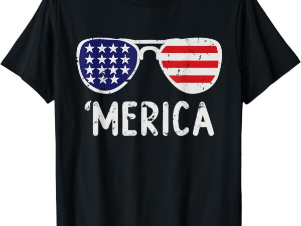 Merica sunglasses 4th of july shirt boys girls kids men usa t-shirt