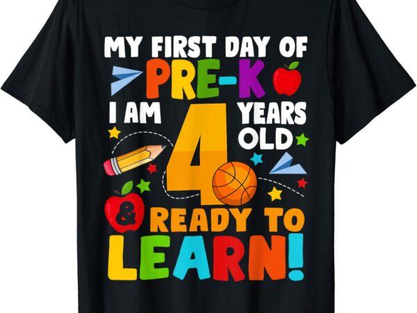 My first day of pre k i am 4 years old kids boys t-shirt