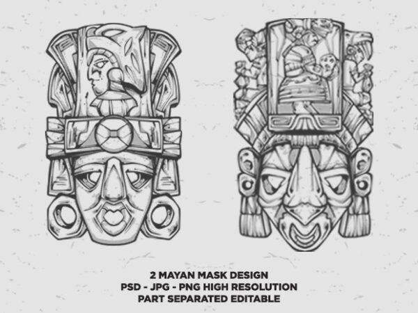 2 mayan mask – tshirt design