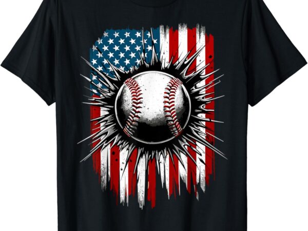 Patriotic baseball 4th of july usa american flag boys t-shirt