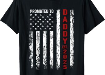 Patriotic Dad Promoted To Daddy Est 2025 New Dad 2025 T-Shirt