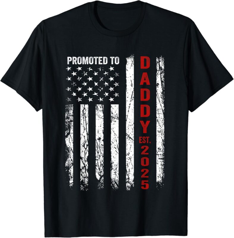 Patriotic Dad Promoted To Daddy Est 2025 New Dad 2025 T-Shirt