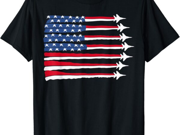 Patriotic red white blue usa flag fighter jets 4th of july t-shirt