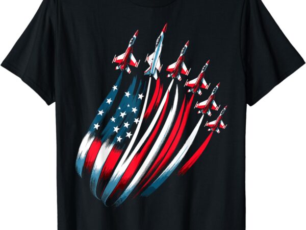 Patriotic usa flag fighter jets boys 4th of july t-shirt