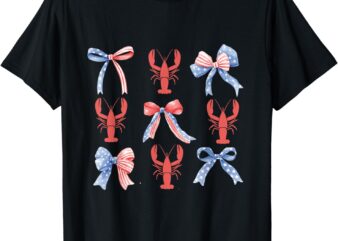 Pink Bows Cute Coquette Crawfish y2k Clean Girl Aesthetic T-Shirt