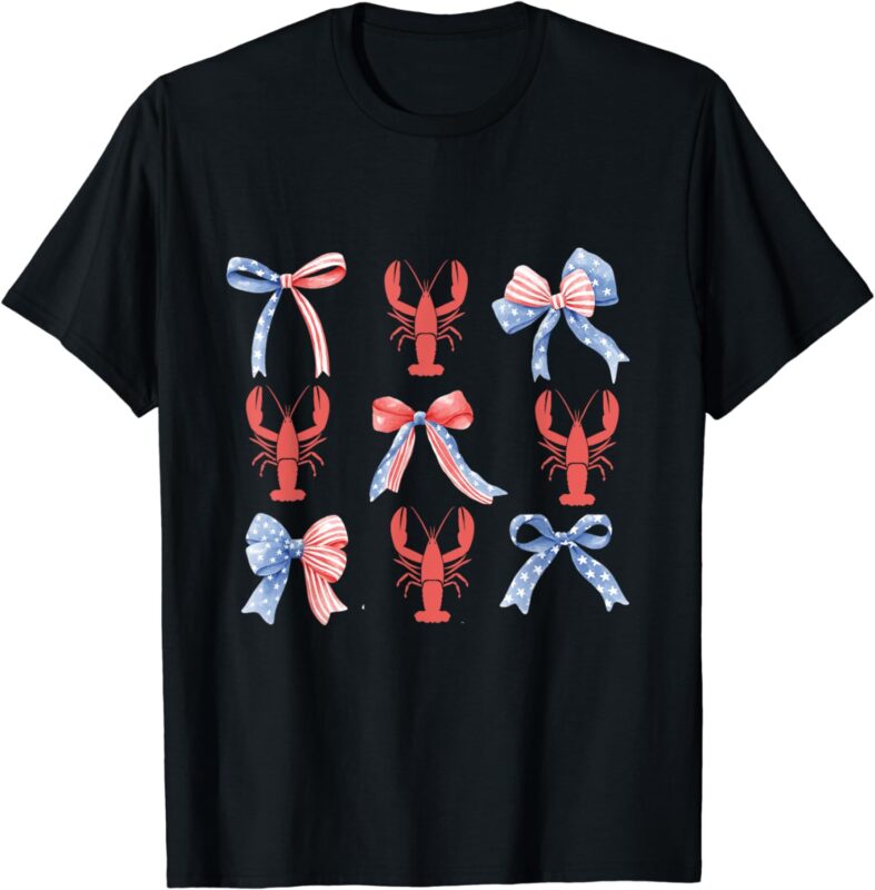 Pink Bows Cute Coquette Crawfish y2k Clean Girl Aesthetic T-Shirt