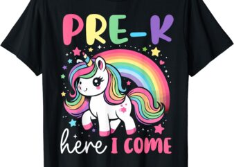 Pre-K Here I Come Unicorn Girls Toddlers Kids Back To School T-Shirt