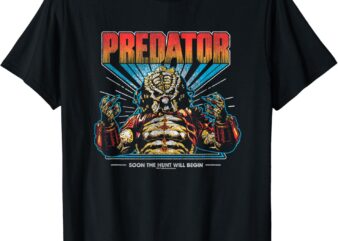 Predator Soon The Hunt Will Begin Big Chest Retro Poster T-Shirt