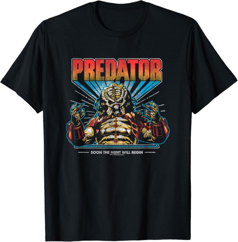 Predator Soon The Hunt Will Begin Big Chest Retro Poster T-Shirt