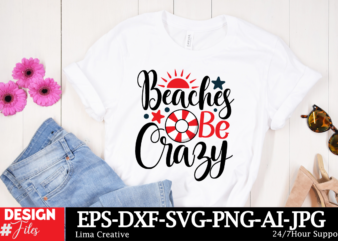 Beaches Be Crazy T-shirt Design, Summer SVG PNG Bundle, Beach Svg, Summertime svg, Funny Beach Quotes Svg, Sunshine Svg, Boho Summer Quotes
