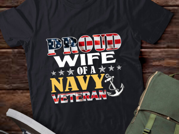 Proud wife of a navy veteran american flag military lts-d t shirt illustration