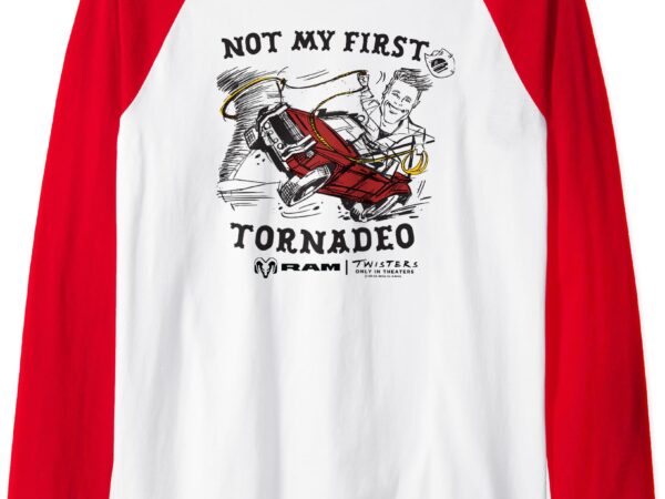 Ram trucks x twisters not my first tornadeo limited edition raglan baseball tee t shirt design online