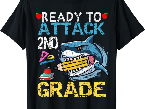 Ready to attack 2nd grade funny shark 2nd first day school t-shirt