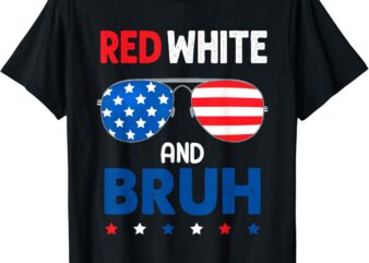 Red And White Bruh Patriotic 4th Of July Boys Girls Kids T-Shirt