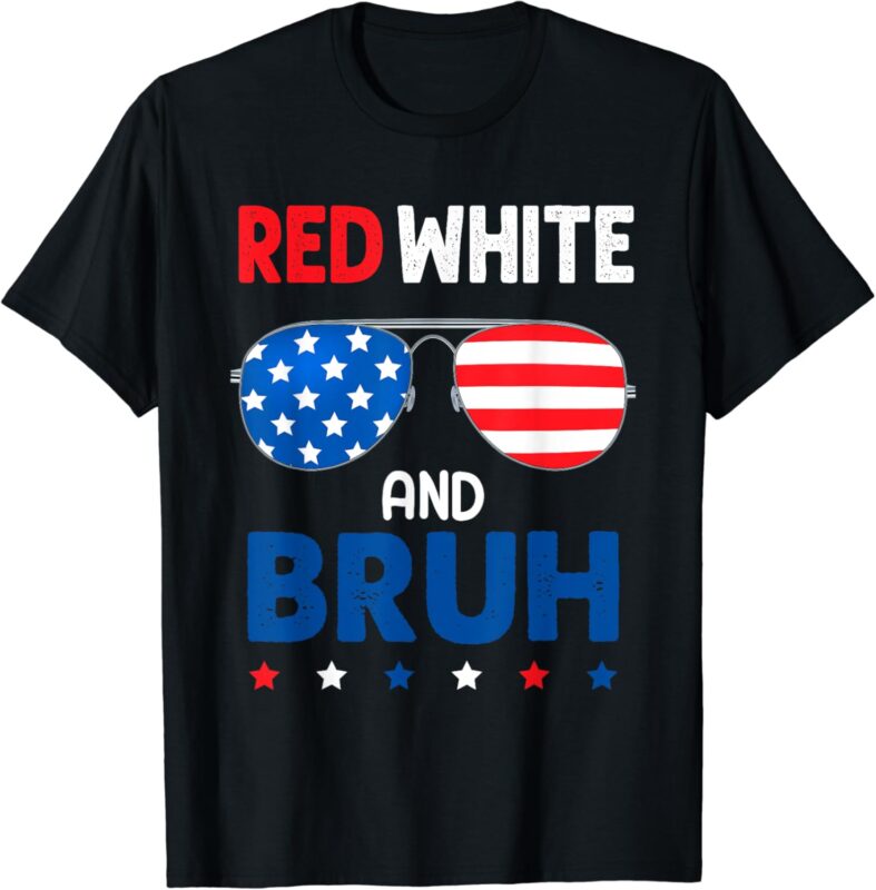 Red And White Bruh Patriotic 4th Of July Boys Girls Kids T-Shirt