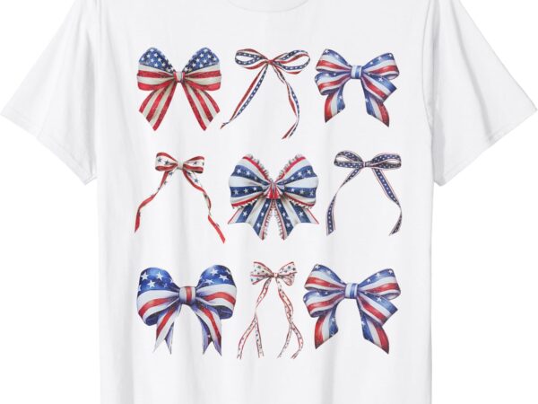 Retro american flag coquette bow patriotic 4th of july t-shirt