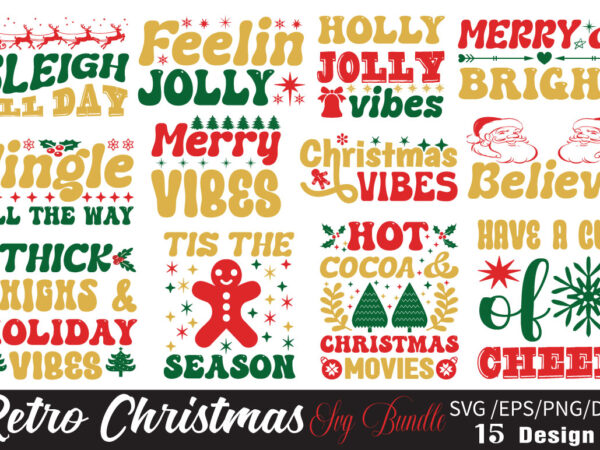 Retro christmas t-shirt bundle retro christmas svg bundle