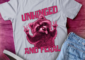 Retro funny raccoon unhinged and feral raccoon gift lts-d
