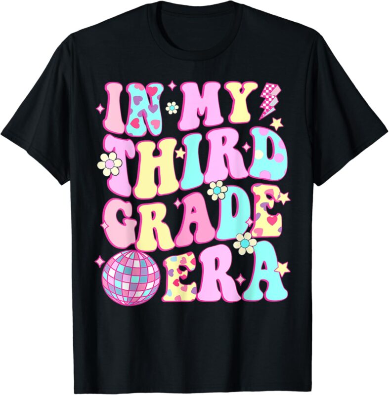 Retro Groovy Back To School In My Third Grade Era Girls Kids T-Shirt