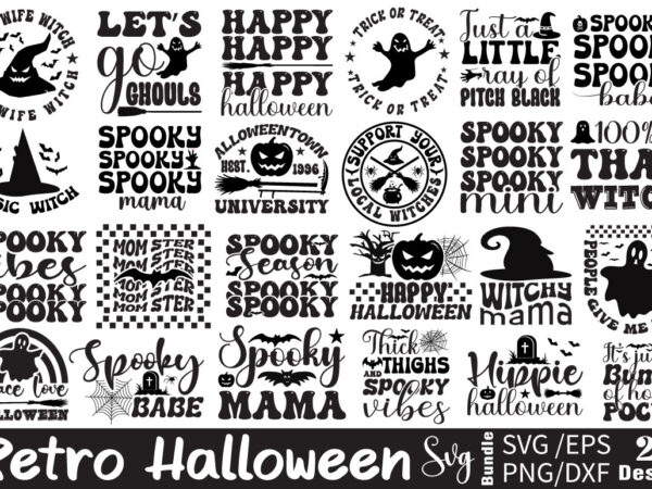 Retro halloween t-shirt bundle retro halloween svg bundle