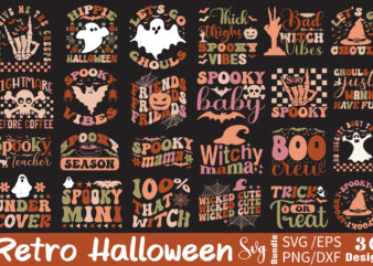 Retro halloween t-shirt bundle retro halloween svg bundle