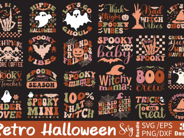 Retro halloween t-shirt bundle retro halloween svg bundle