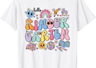 Retro Hello Kindergarten Disco Ball Teacher Rainbow Kids T-Shirt