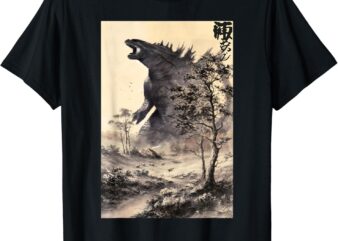 Retro Vintage Japanese Art Legendary Rare Kaiju Calligraphy T-Shirt