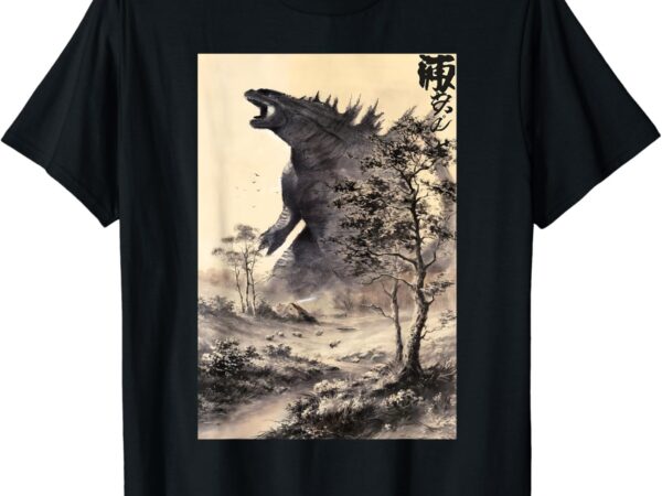 Retro vintage japanese art legendary rare kaiju calligraphy t-shirt