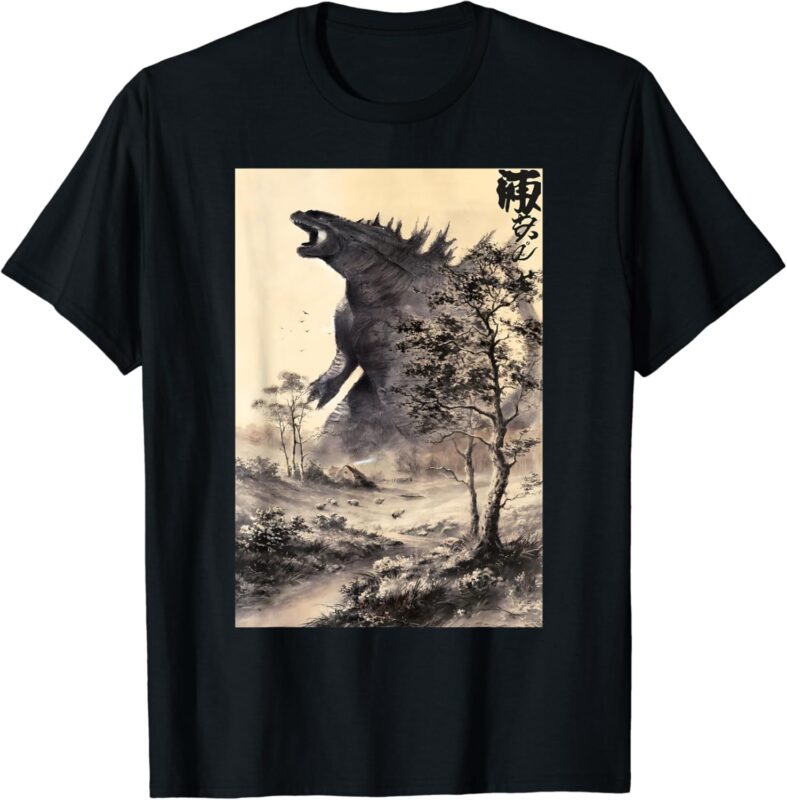 Retro Vintage Japanese Art Legendary Rare Kaiju Calligraphy T-Shirt